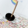 map of Amsterdam and rainbow flag