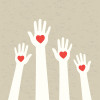 illustration hands with hearts palms