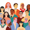 illustration of a crowd, diverse mix of people