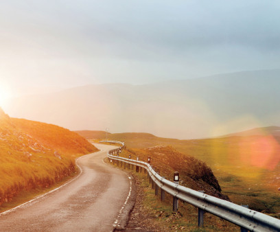 long and winding road country sunset