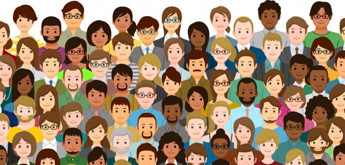 illustration of multi-ethnic group of peple