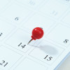 calendar with red pin on 14
