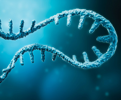 Messenger RNA or mRNA strand 3D rendering i