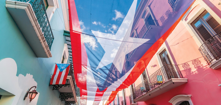 Puerto Rico street Puertorican Flag