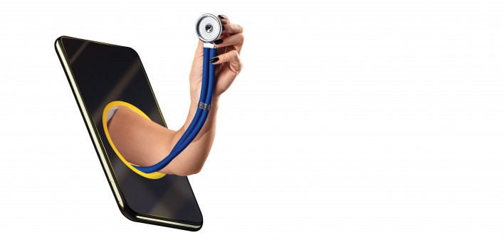Phone arm holding stethoscope