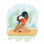 illustration woman doing yoga outdoors