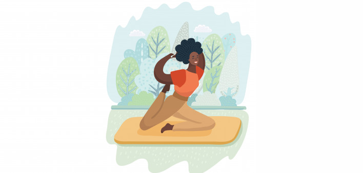 illustration woman doing yoga outdoors