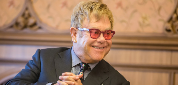 World-famous musician, composer and singer Elton John well-known in world for his charitable activity in fight against AIDS against his meeting with President of Ukraine