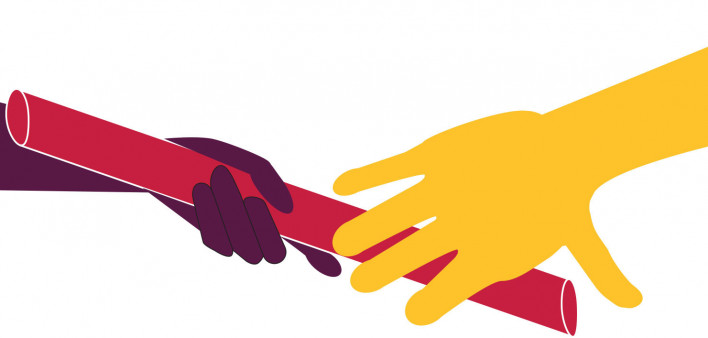 illustration hand pass baton in race