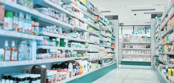 pharmacy shelves