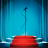 microphone in spotlight center stage