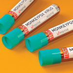 Monkeypox virus test tubes. 3D Rendering  Mpox,