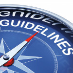 Description  3D rendering of a compass with the word guidelines