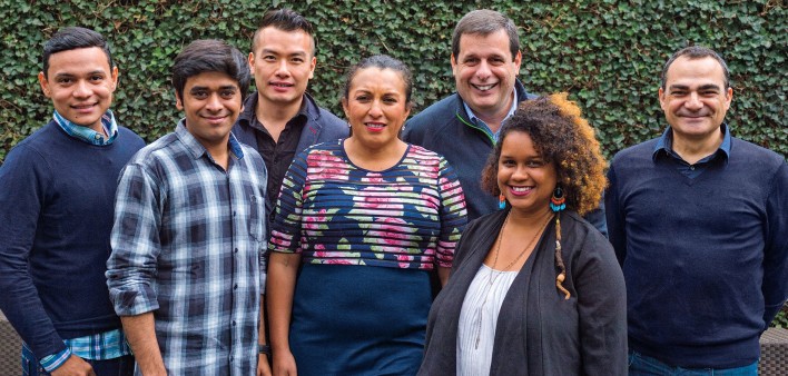 GNP+ board members (from left): Jaime Luna, Chinmay Modi, Christian Hui, EriKa Castellanos, Javier Hourcade Bellocq, L’Orangelis Thomas Negron, Chris Mallouris