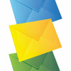 Three colored envelopes
