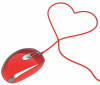 red mouse and wire formed into a heart