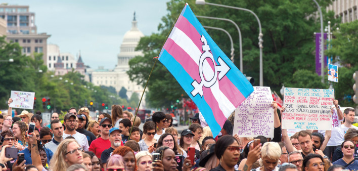Crowds gather at the first National Trans Visibility March on DC.
